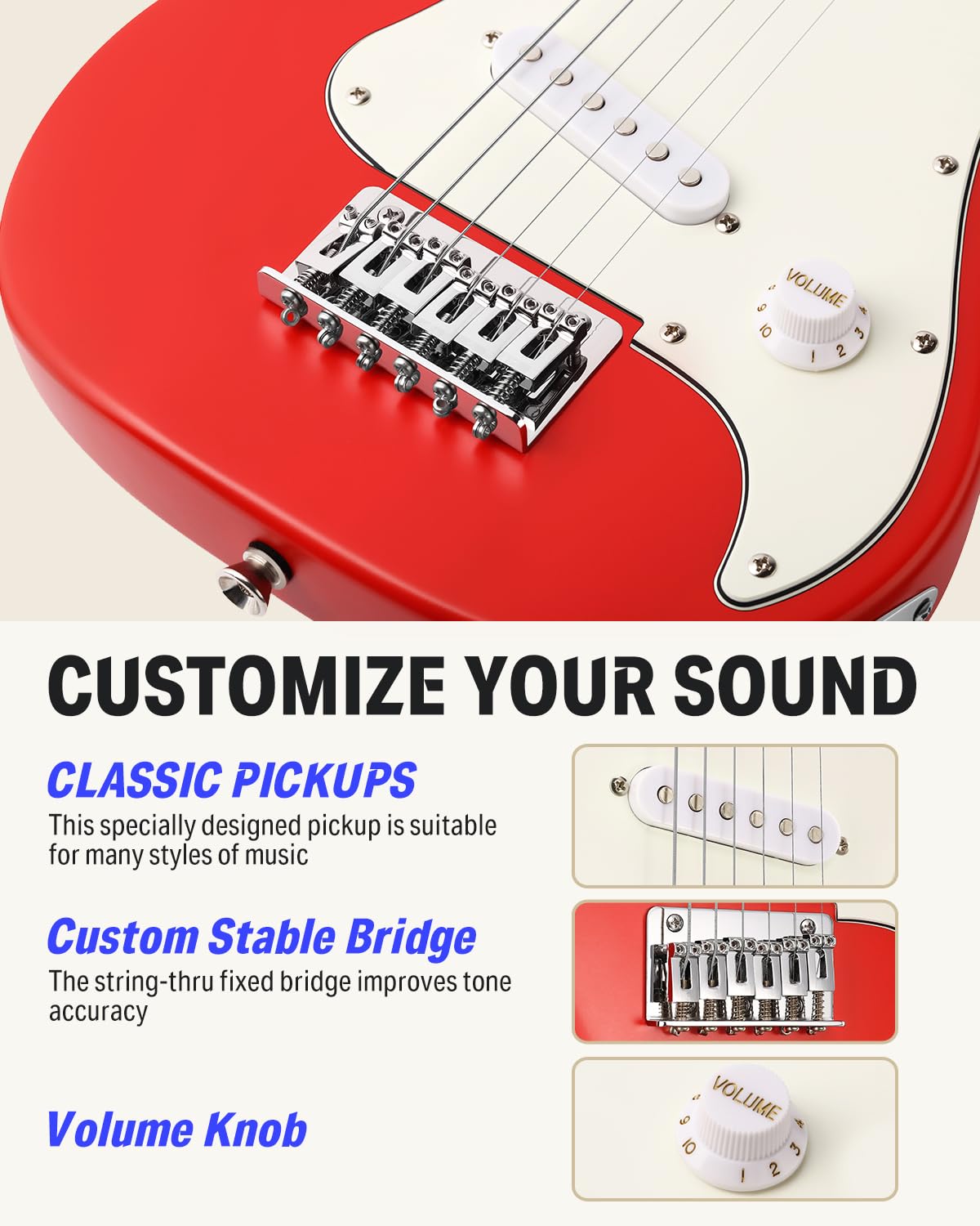 Donner 30 Inch Kids Electric Guitar Beginner Kits ST Style Mini Electric Guitar for Boys Girls with Amp, 600D Bag, Tuner, Picks,